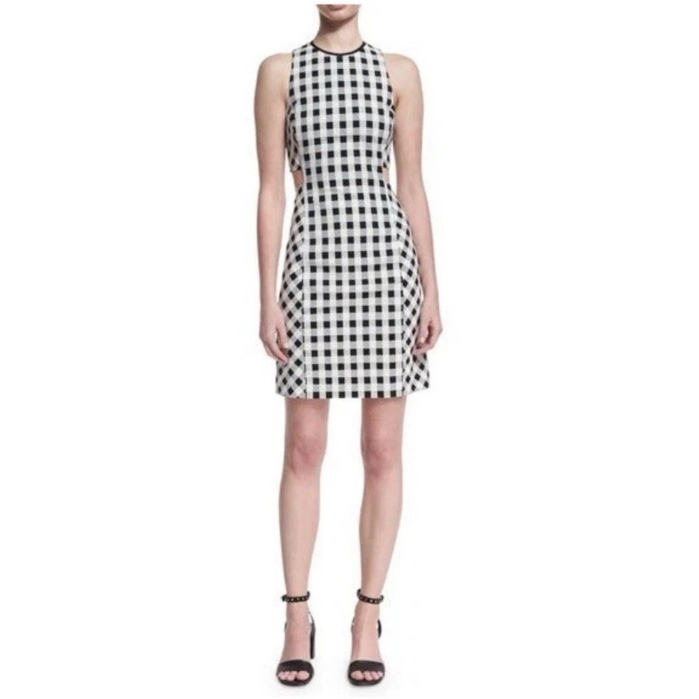 RAG & BONE $550 Tahoe‎ Dress Shift Gingham Check Mini Black White Size 0 (B6)